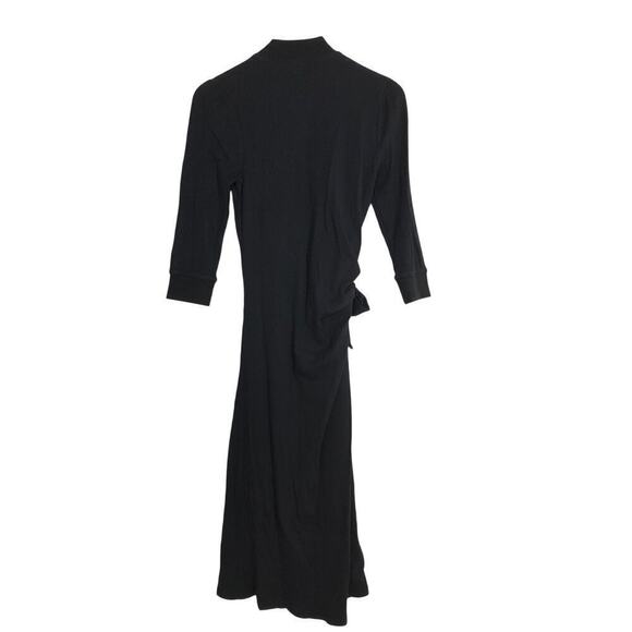 Kinly Tie Knot Dress Ribbed Jersey 3/4 Sleeve Sheath Midi Black Size Small - Picture 7 of 12